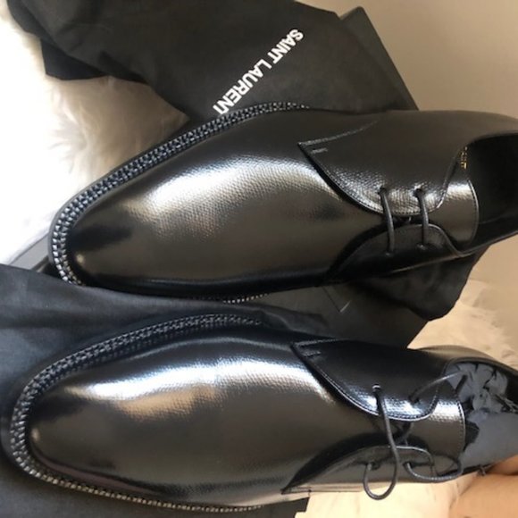 NEW-Saint Laurent wyatt 25 lace up gran ecrasse